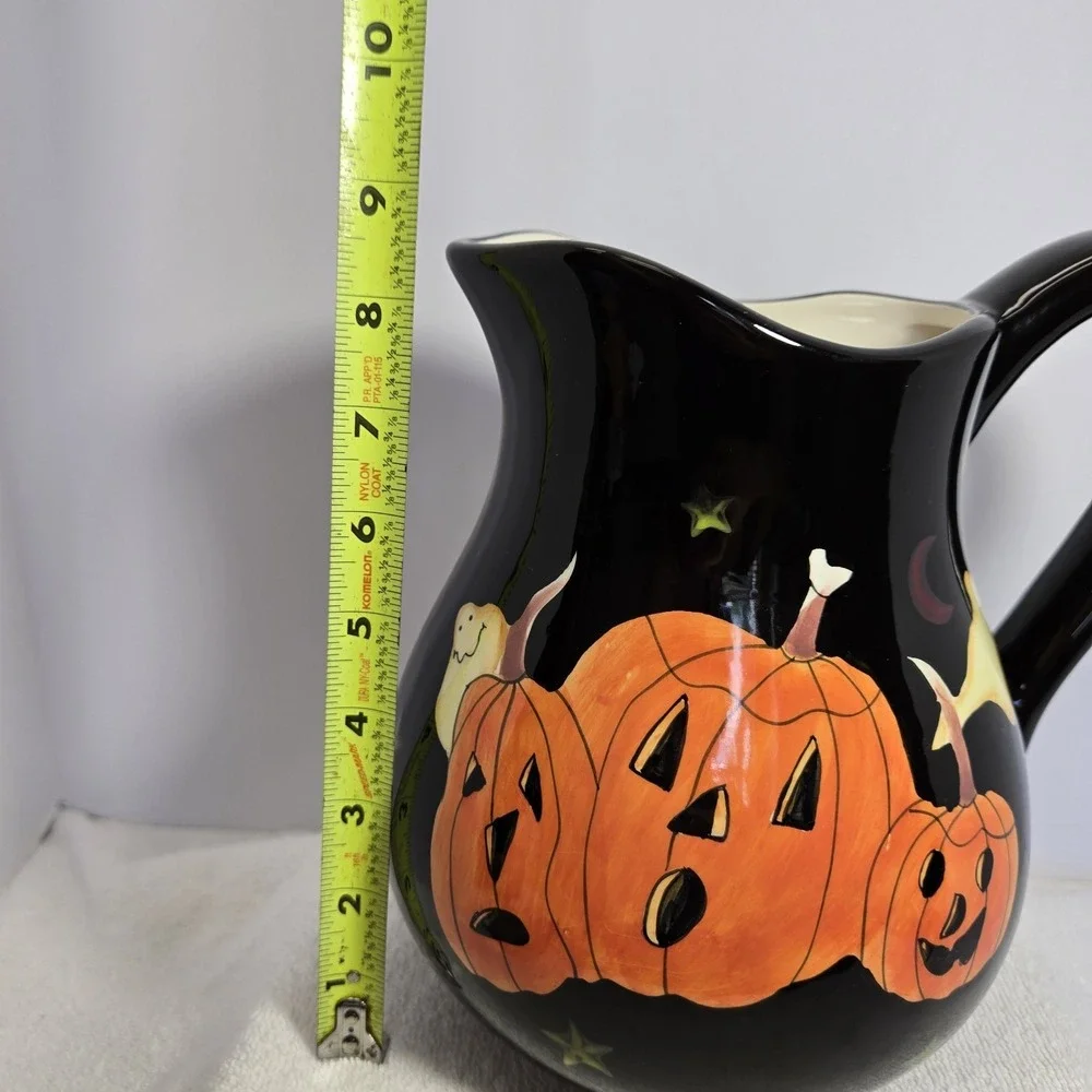 Halloween Ceramic Pitcher Pumpkins Ghosts Stars Black Jack O Lantern Target